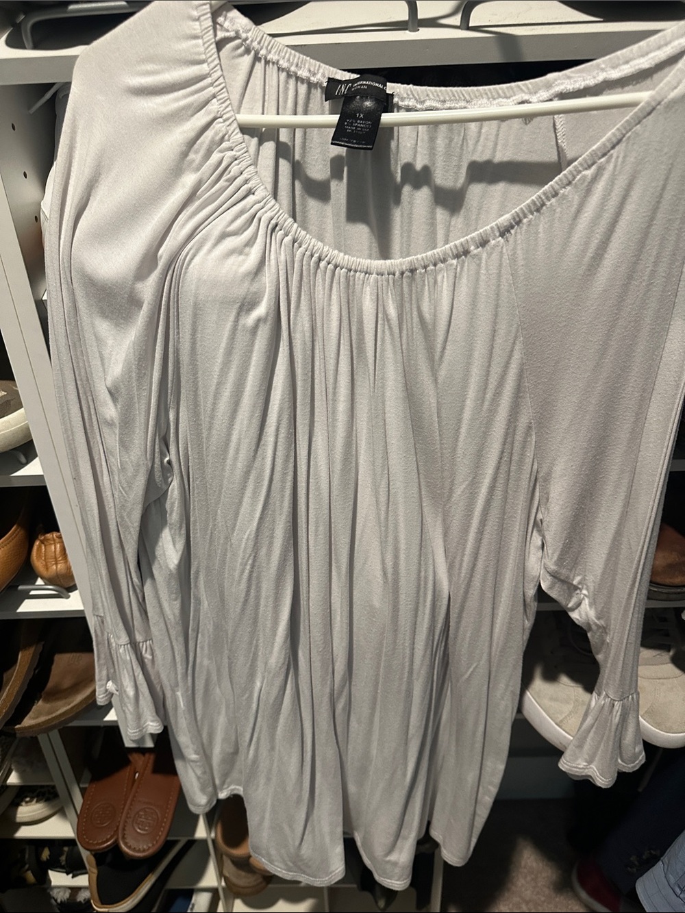 INC International Concepts White Gathered Peasant Tunic